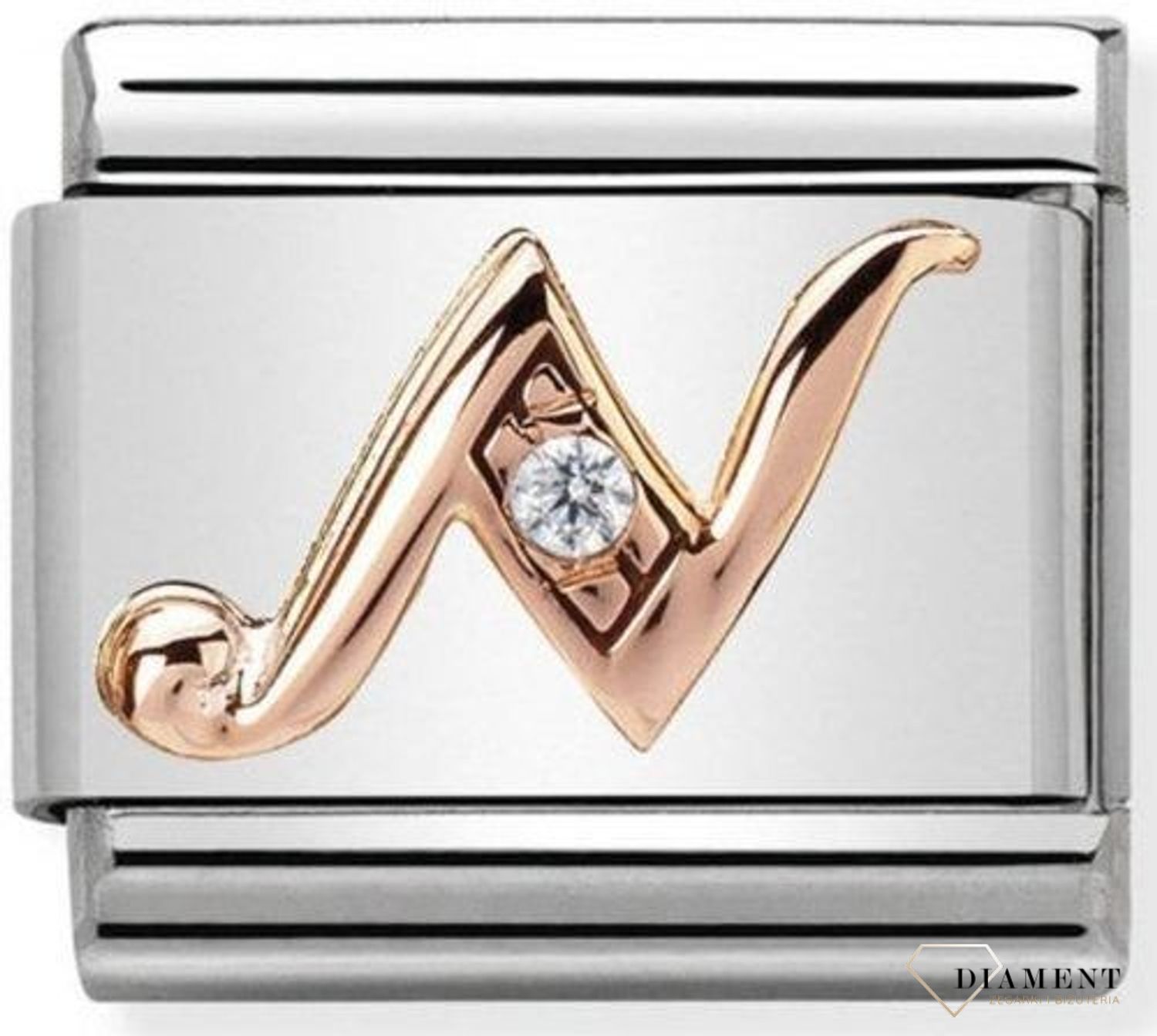 Nomination Link 9K zawieszka różowe złoto 'Litera N z cyrkonią' 430310 14 biżuteria nomination nomination zawieszki nomination baza.jpg